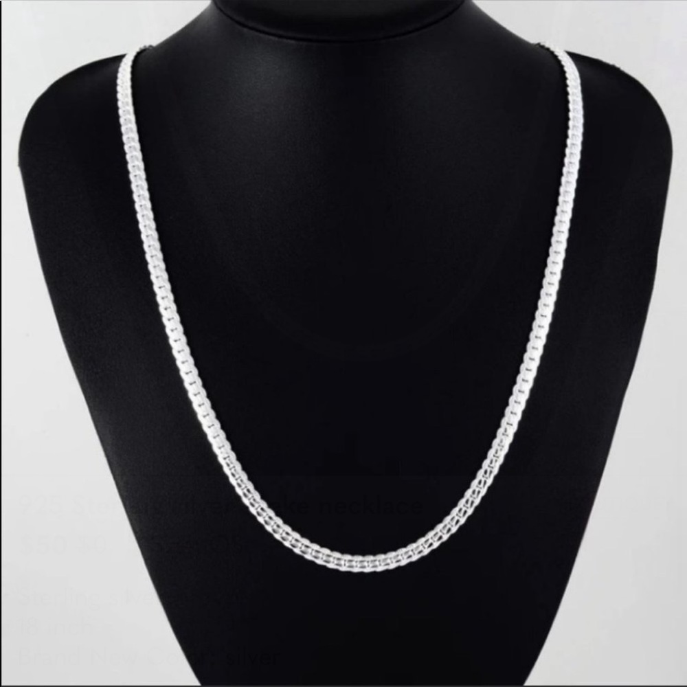 New Unisex 925 Sterling Silver Snake Necklaces - Picture 7 of 7